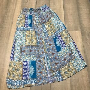 Christian Siriano‎ Maxi Skirt Womens Size M Boho Hippie Multicolor Blue Paisley